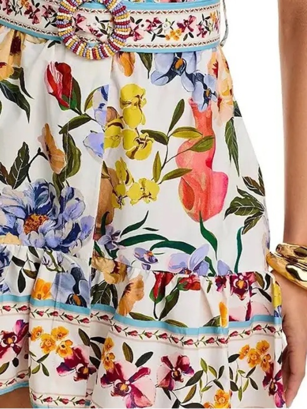 FARM Rio White Floral Mini Dress with Pink, Yellow & Blue Blooms - Picture 6 of 11